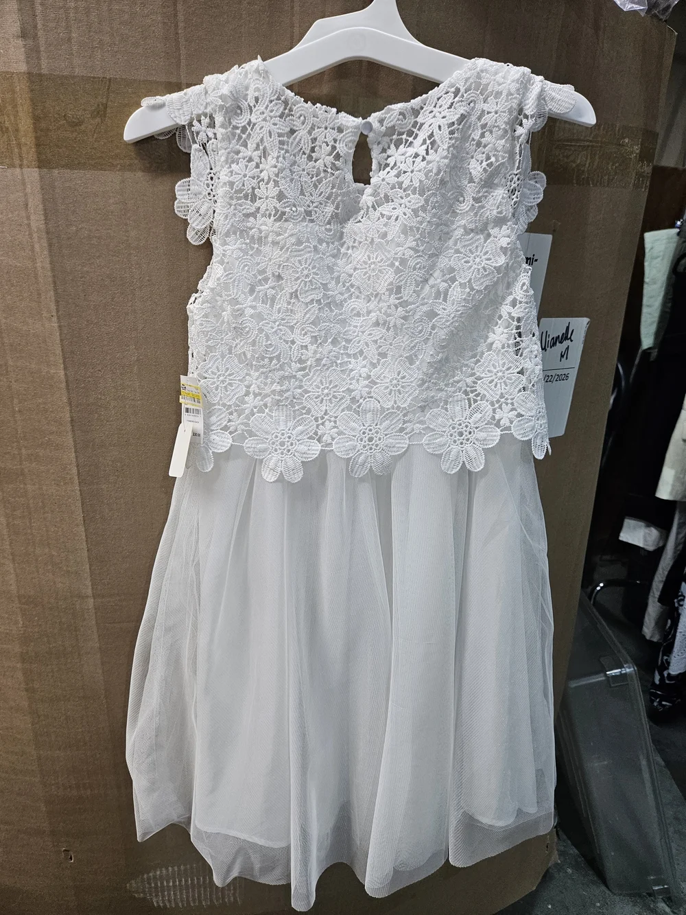 White Floral Lace Tulle Girls Dress - Sleeveless Formal Occasion